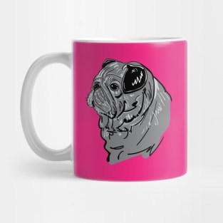 Pug Dog Portrait Sketch on Pink Mug